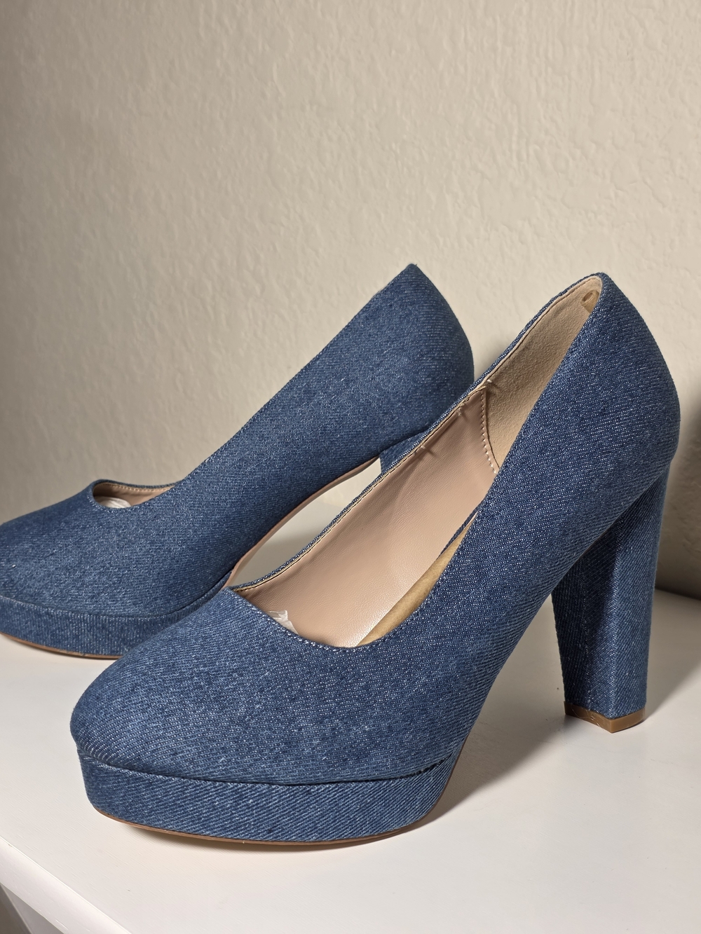 London Rag Kostur Women's High Heel Pumps Denim Platform Size 9.5(40)